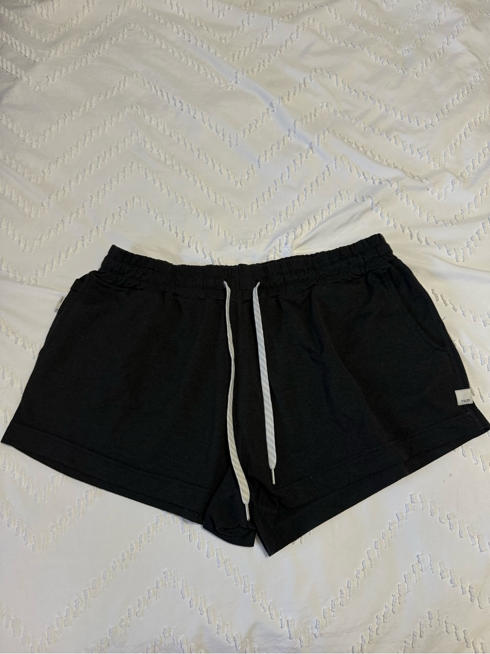 Vuori Black Athletic Lounge Shorts with White Drawstring